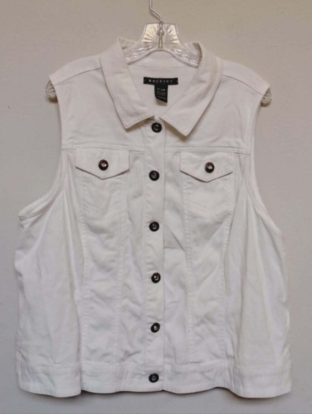 Baccini White Sleeveless Button-Front Denim Shirt Size 22/24W